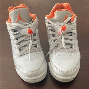 Jordan Kids White and Orange Sneakers
